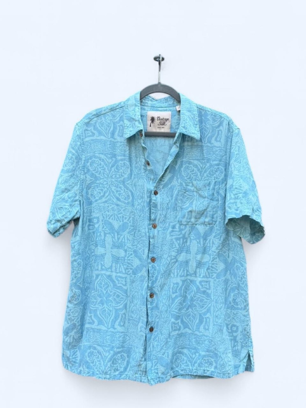 Men’s Light Blue Printed Short-Sleeve Shirt